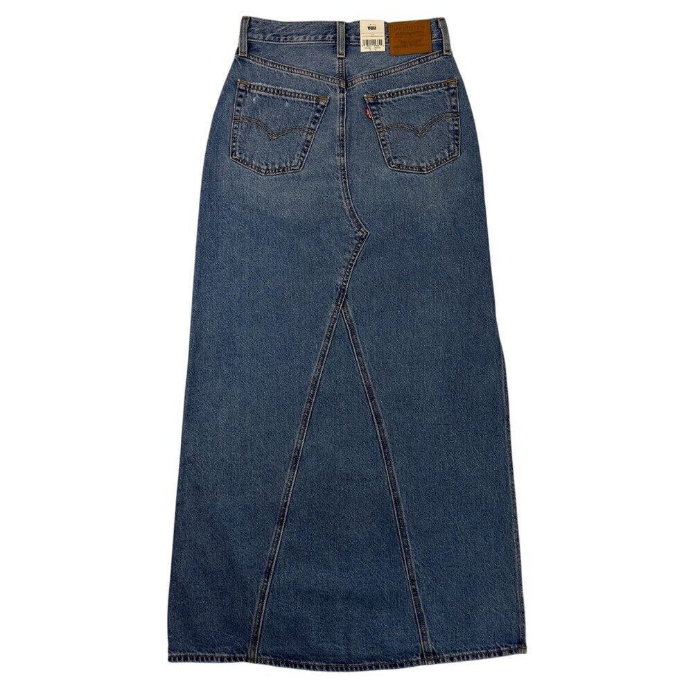 Levi’s Premium Iconic Long Denim Maxi Skirt Blue Women’s 24 / 00 / XXS NWT - Picture 2 of 15